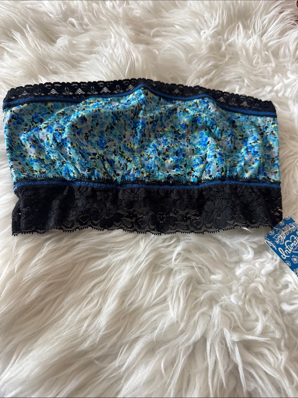 Free People Blue Lace Mesh Bandeau Medium